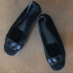 Dexter Black Leather Suede Ladies Flats - Size 7.5